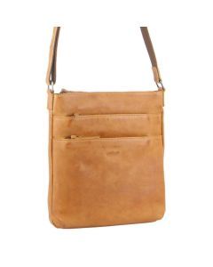 Milleni Womens Soft Nappa Italian Leather Crossbody Travel Bag - Caramel