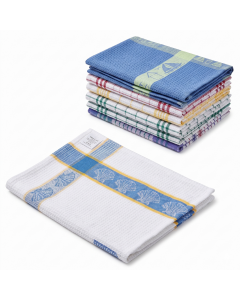 12pc 100% Cotton Jumbo Tea Towels - 90x63cm (Assorted Colours)