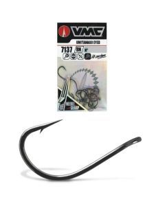 14 Pack of Size 4 VMC 7137BN Umitanago Eyed Fishing Hooks - Black Nickel