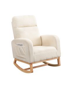 Levede Rocking Chair Nursery Armchair Lounge Sofa Ottoman Footstool Beige