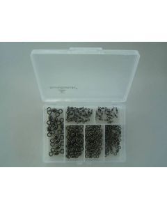 100 x Surecatch Assorted Black Crane Swivels in Fishing Tackle Box