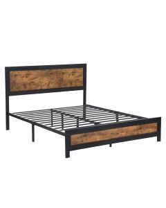 Levede Metal Bed Frame Mattress Base Platform Wooden Rivets Drawers Queen