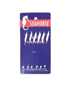 Seahorse Bait Chaser Rig - 6 Hook Bait Jig with Fish Skin and Lumo Beads