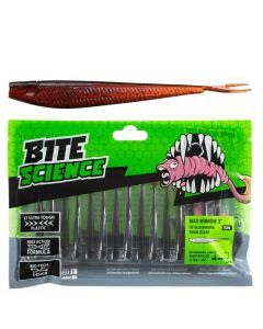 15 Pack of 3 Inch Bite Science Mad Minnow Soft Plastic Lures - UV Bloodworm