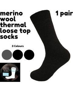 1 Pair Merino Wool Loose Top Thermal Socks - Diabetic Circulation