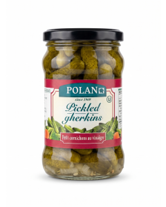 280g Polan Pickled Cucumbers Gherkins (Cornichons in Vinegar) in Glass Jar - Product of Poland