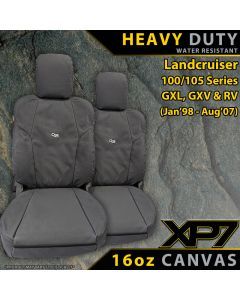 Razorback 4x4 XP7 Heavy Duty Canvas 2x Front Seat Covers suitable for a Toyota Landcruiser 100/105 Series GXL, GXV & RV (Available)