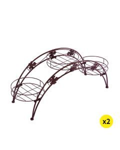 2X Plant Stand Outdoor Indoor Metal Flower Pot Shelf Garden Corner Shelve Bronze