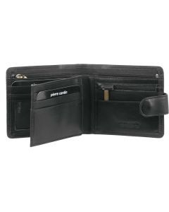 Pierre Cardin Mens Soft Rustic Leather RFID Wallet - Black (Flap Closure)