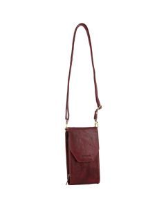 Pierre Cardin Ladies Leather Crossbody Clutch Wallet Bag - Cherry