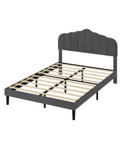 Levede Bed Frame Double Linen Fabric Upholstered Platform Wooden Mattress Base