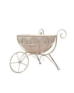 Vintage Iron Garden Cart Planter with Drainage