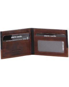 Pierre Cardin Mens Italian Leather Two-Tone Bi-Fold RFID Wallet - Black/Cognac