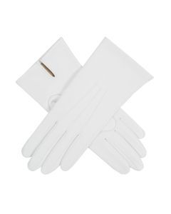 Dents Womens Silk-Lined Leather Gloves - Pearl