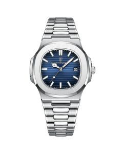 Watch for Men Stainless Steel Square Waterproof Quartz (Blue)