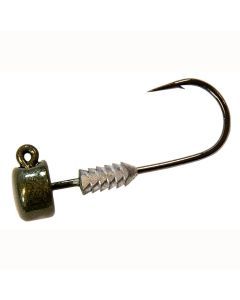 5 Pack of TT Lures Green Pumpkin Nedlockz Jigheads - Mushroom Head Jig Heads