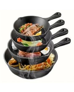 Pre-Seasoned Cast Iron Skillet Set (4pcs)