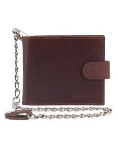 Pierre Cardin Mens Leather Zip Around Wallet with Chain - Chestnut