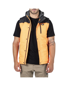Caterpillar Hi-Vis Hooded Work Sleeveless Vest Jacket - Orange - Water Resistant