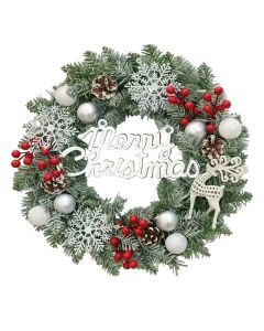 Christmas Reindeer Snowflake Berry Wreath