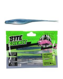 5 Pack of 5 Inch Bite Science Jerk Minnow Soft Plastic Lures - Blue Shad