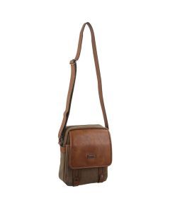 Pierre Cardin Unisex Canvas Crossbody Messenger Sling Bag - Brown/Cognac