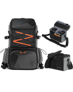 2-in-1 Camera Backpack And Sling Waist Bag Grey