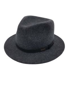 Jacaru 1851 Walkabout Wool Felt Fedora Outback Hat - Dark Grey