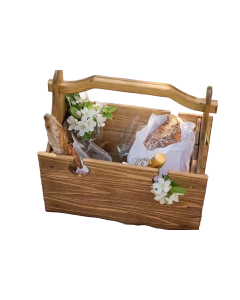 2-in-1 Wooden Folding Wine Table & Storage Basket