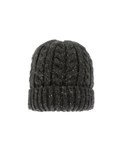 Dents Men’s Cable Knit Beanie Hat with Marl Yarn - Charcoal