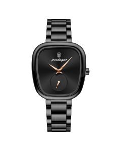 Women's Stainless Steel Waterproof Quartz Watch (Black)