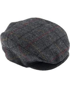 DENTS Abraham Moon Tweed Flat Cap Wool Ivy Hat Driving Cabbie Quilted - Charcoal