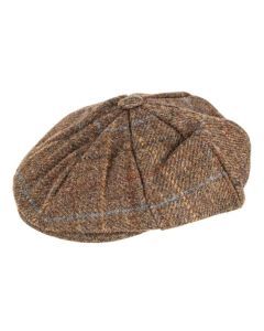 Dents Mens Abraham Moon Check Tweed Newsboy Cap - Chestnut