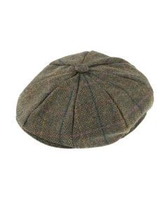 Dents Mens Abraham Moon Check Tweed Newsboy Cap Hat Newsboy - Olive