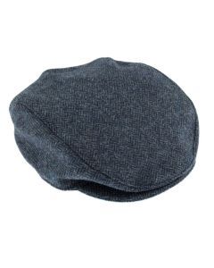Dents Men's Abraham Moon Herringbone Tweed Flat Cap - Navy