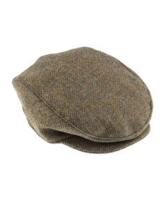 DENTS Abraham Moon Herrinbone Tweed Flat Cap Hat - Spruce