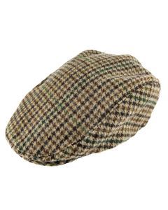 DENTS Abraham Moon Yorkshire Wool Dogtooth Ivy Flat Cap Hat - Brown