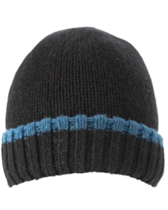 Dents Mens Knitted Hat w/ Turn Up Brim Warm Winter Ski - Black / Blue