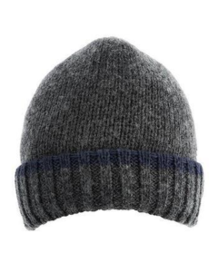 Dents Mens Knitted Hat w/ Turn Up Brim Warm Winter Ski - Charcol / Navy