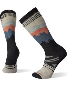 Smartwool PhD Ski Alpenglow Pattern Merino Wool Socks - Ash/Charcoal