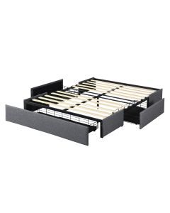 Levede Bed Frame Queen Size Fabric Mattress Base 3 Storage Drawer DIY Headboard