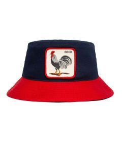 Goorin Brothers Mens Americana Rooster Bucket Hat - Navy (100% Cotton Animal Farm Series)