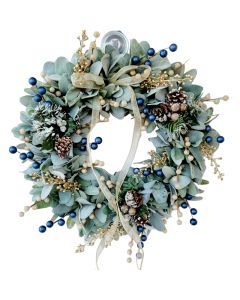 Blueberry Eucalyptus Wreath with Golden Accents