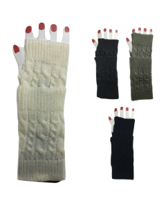 Short Knitted Arm Warmers - Womens Fingerless Winter Gloves