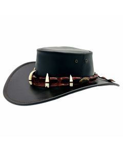 Jacaru 110 Croc Hunter Outback Hat with Real Crocodile Headband - Brown