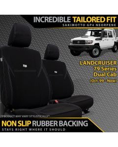 Razorback 4x4 GP4 Standard Neoprene 2x Front Seat Covers suitable for a Toyota Landcruiser 79 Series Dual