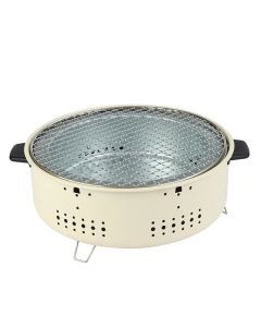 Round Charcoal BBQ Grill Stove White