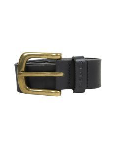 Dents Men’s Heritage Lined Full-Grain Leather Belt with Brass Buckle in Black