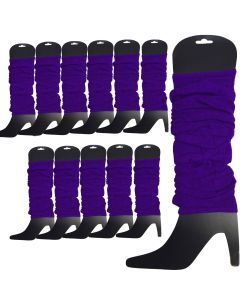 12x Purple Leg Warmers Bulk Pack - Womens Dance Costume/80s Party