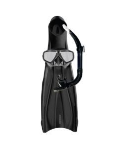 Mirage Barracuda Fin Mask and Snorkel Set with Tempered Glass Lens Black